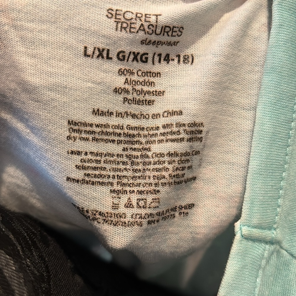 Secret Treasures Mint Green Sheep Nightshirt, L/XL - Picture 2 of 2